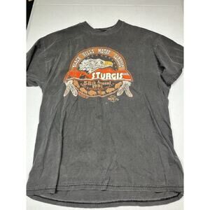 VTG Sturgis Shirt Men's XL Black Hills Rally 58th Annual Faded Black Eagle 1998